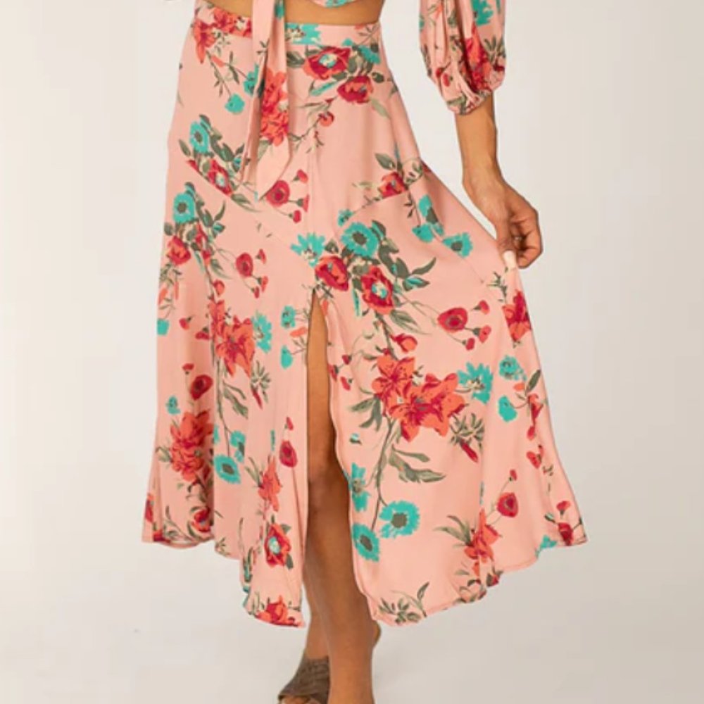 OLIVIA SKIRT IN DUSTY ROSE FLORAL